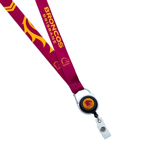 Brisbane Broncos Official NRL Retractable Keyring Neck Lanyard!