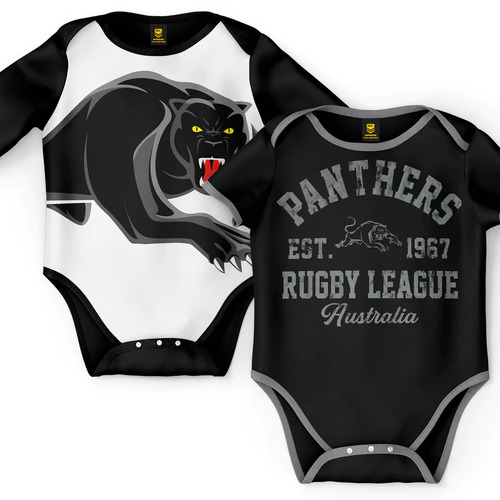 Penrith Panthers NRL Two Piece Baby Infant Bodysuit Gift Set Sizes 000-1!