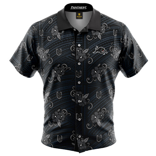 Penrith Panthers NRL Tribal Hawaiian Shirt Button Up Polo Shirt Sizes S-5XL!