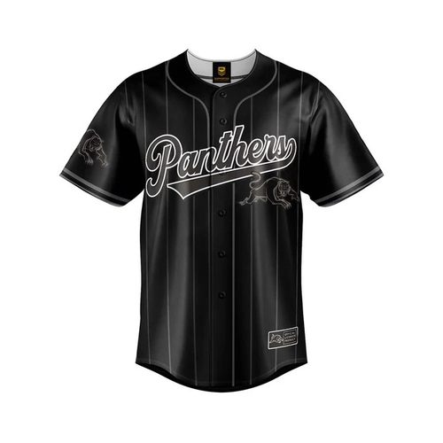 Penrith Panthers NRL 'Blackout' Baseball Jersey Slugger T Shirt Sizes Youth Kids Sizes 8-14!