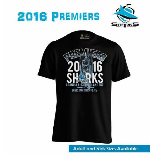 Cronulla Sharks NRL 2016 Classic Premiers T Shirt Adults Sizes S-2XL!