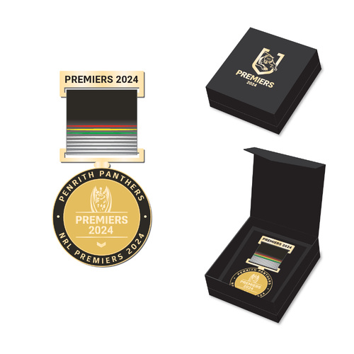  Penrith Panthers NRL 2024 Premiers Medal with Ribbon Boxed! 