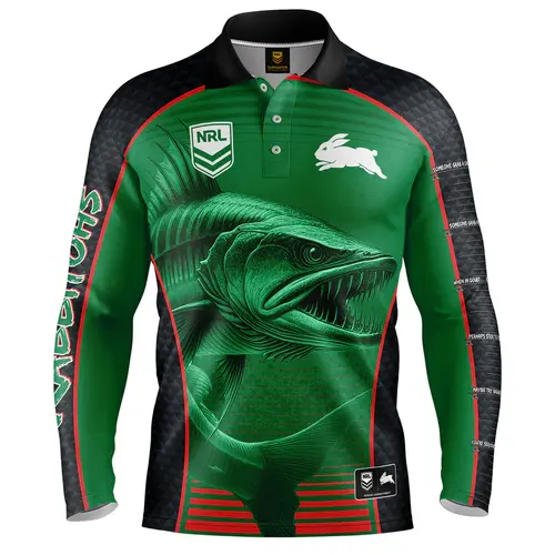 South Sydney Rabbitohs NRL Barracuda Fishing Shirt Mens Sizes S-5XL!