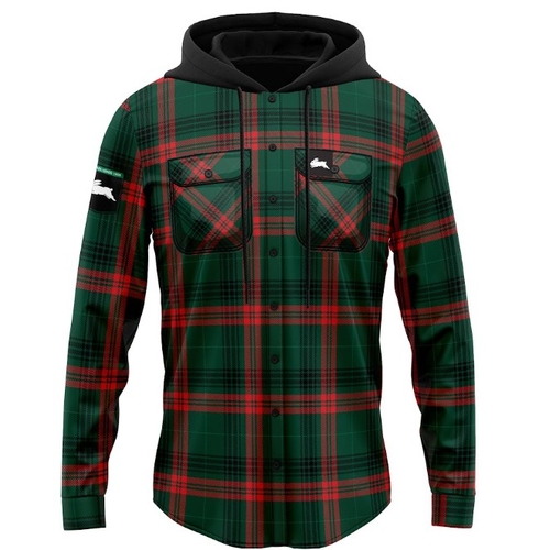 South Syd Rabbitohs NRL Hooded Flannel Shirt Button Up T Shirt Sizes S-5XL!