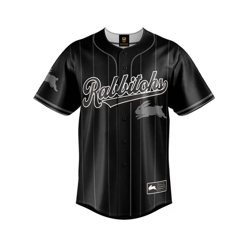 South Sydney Rabbitohs NRL 'Blackout' Baseball Jersey Slugger T Shirt Sizes Sizes S-5XL!
