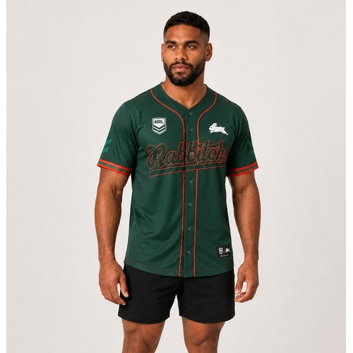 South Sydney Rabbitohs NRL 'Homer' Baseball Jersey Slugger T Shirt Sizes S-5XL!