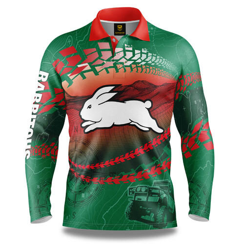 South Sydney Rabbitohs NRL Trax Off-Road Camping Polo T Shirt Sizes S-5XL!