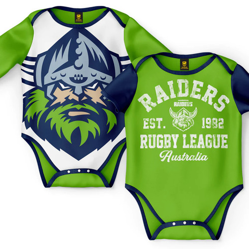 Canberra Raiders NRL Two Piece Baby Infant Bodysuit Gift Set Sizes 000-1!