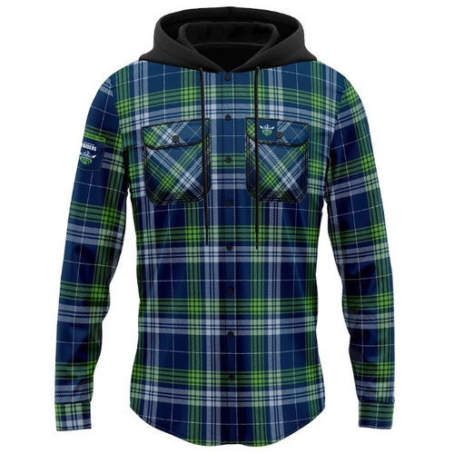 Canberra Raiders NRL Hooded Flannel Shirt Button Up T Shirt Sizes S-5XL!