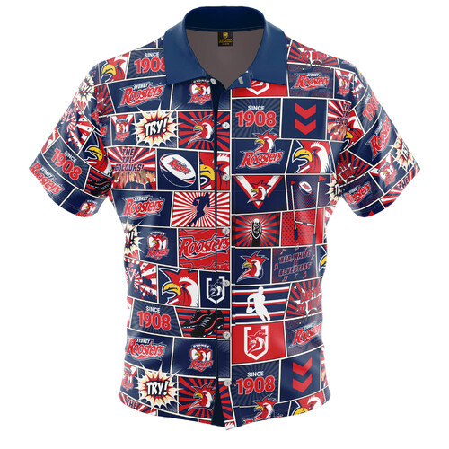 Sydney Roosters NRL Fanatic Button Up Shirts Polo Sizes S-5XL!