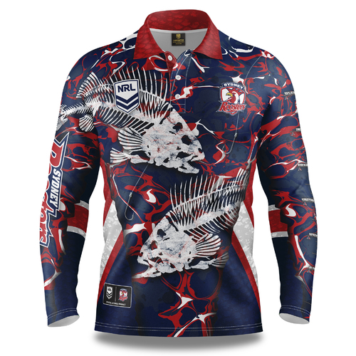 Sydney Roosters NRL Skeletor Fishing Polo T Shirt Sizes S-5XL!