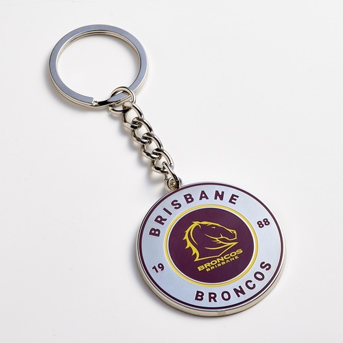 Official NRL Brisbane Broncos Round Team Logo Keyring!