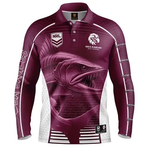 Manly Sea Eagles NRL Barracuda Fishing Shirt Mens Sizes S-5XL!
