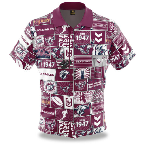 Manly Sea Eagles NRL 2021 Fanatic Button Up Shirts Polo Sizes S-5XL!