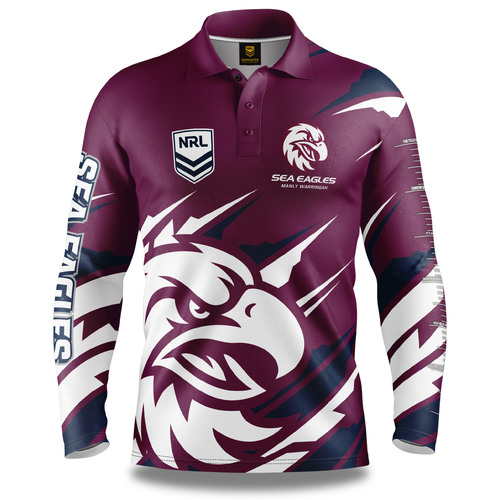 Manly Sea Eagles NRL Ignition Fishing Shirt Mens Sizes S-5XL!