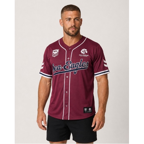 Manly Sea Eagles NRL 'Homer' Baseball Jersey Slugger T Shirt Sizes S-5XL!