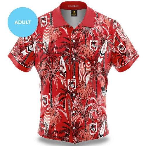 St George Dragons NRL Hawaiian Shirt Button Up Polo T Shirt Sizes S-5XL! T0
