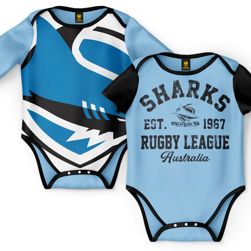 Cronulla Sharks NRL Two Piece Baby Infant Bodysuit Gift Set Sizes 000-1!
