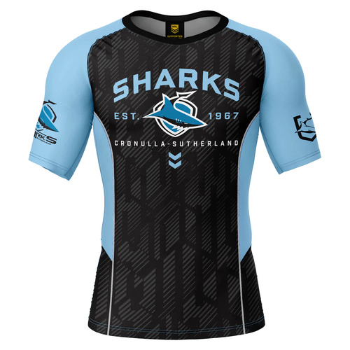 Cronulla Sharks NRL Ashtabula Blocker Rash Vest Sizes S-2XL!