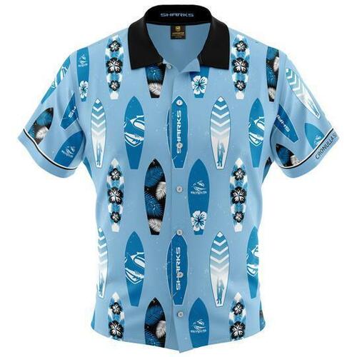Cronulla Sharks NRL 2019 Hawaiian Button Up Polo T Shirt Sizes S-5XL!