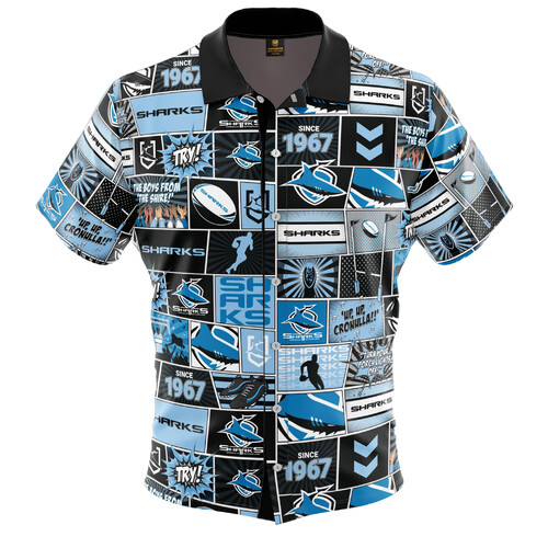 Cronulla Sharks NRL 2021 Fanatic Button Up Shirts Polo Sizes S-5XL!