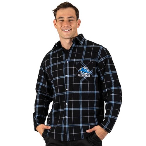 Cronulla Sharks NRL 'Mustang' Flannel Shirt Button Up T Shirt Sizes S-5XL!