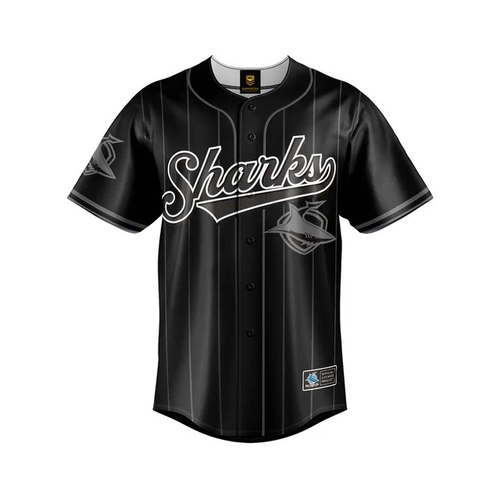 Cronulla Sharks NRL 'Blackout' Baseball Jersey Slugger T Shirt Sizes Sizes S-5XL!