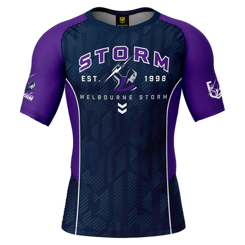 Melbourne Storm NRL Ashtabula Blocker Rash Vest Sizes S-2XL!