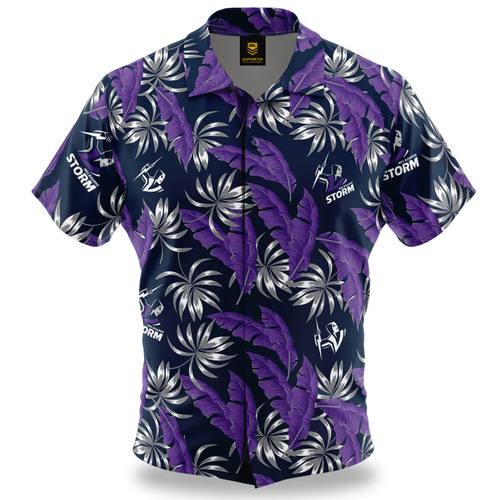 Melbourne Storm NRL Paradise Hawaiian Polo Shirt Sizes S-5XL!