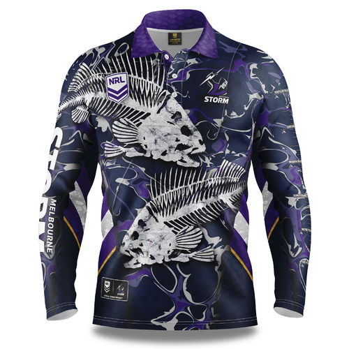 Melbourne Storm NRL 2021 Skeletor Fishing Polo T Shirt Sizes S-5XL!