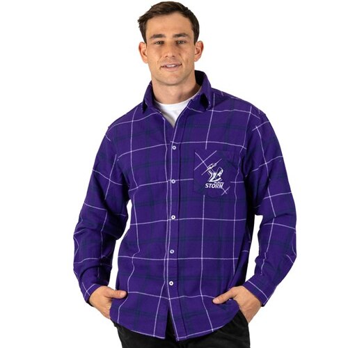 Melbourne Storm NRL 'Mustang' Flannel Shirt Button Up T Shirt Sizes S-5XL!