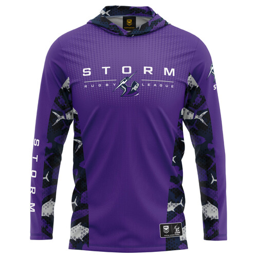 Melbourne Storm NRL Reef Runner Hooded Fishing Shirt Sizes S-5XL!