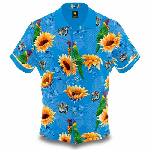 Gold Coast Titans NRL Hawaiian Shirt Button Up Polo T Shirt Sizes S-5XL!