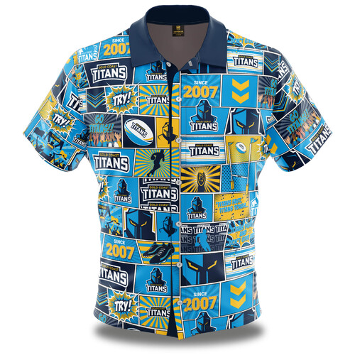 Gold Coast Titans NRL Fanatic Button Up Shirts Polo Sizes S-5XL!