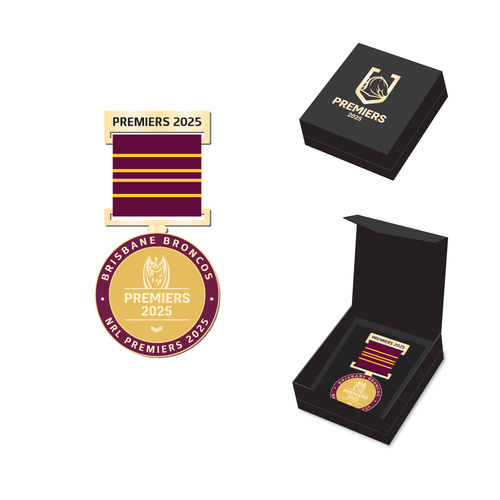 Brisbane Broncos NRL 2025 Premiers Medal with Ribbon Boxed! PRESALE!