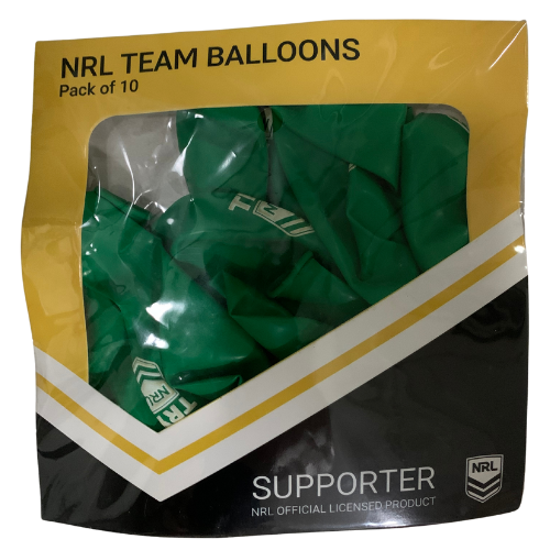 Official NRL All Teams Assorted Try Birthday Party Latex Green Balloons 10 Pack