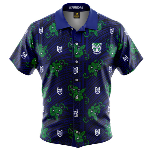 NZ Warriors NRL 2021 Tribal Hawaiian Shirt Button Up Polo T Shirt Sizes S-5XL!