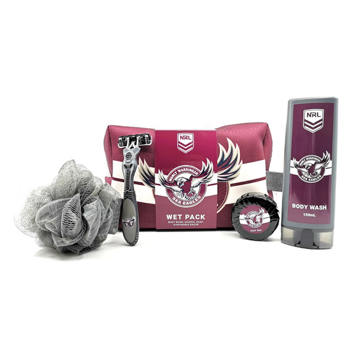 Manly Sea Eagles NRL Toiletries Gift Bag! Bag Body Wash Razor Soap Loofah