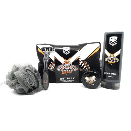 Wests Tigers NRL Toiletries Gift Bag! Bag Body Wash Razor Soap Loofah