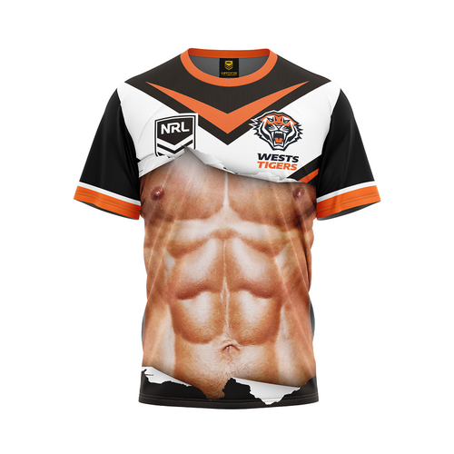 Wests Tigers 2023 NRL 'Ripped Bod' T Shirts Sizes S-5XL!