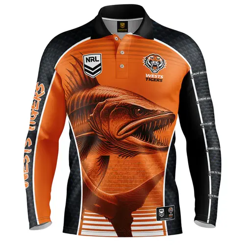 Wests Tigers NRL Barracuda Fishing Shirt Mens Sizes S-5XL!