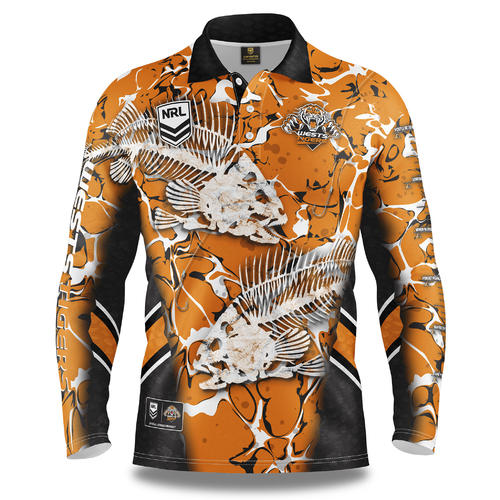 Wests Tigers NRL 2021 Skeletor Fishing Polo T Shirt Sizes S-5XL!