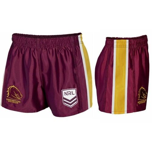 Brisbane Broncos NRL Home Supporters Shorts Kids Sizes 8-16!