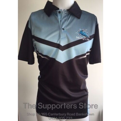 Cronulla Sharks NRL Classic Sublimated V Neck Polo Shirt Sizes S-5XL! 6