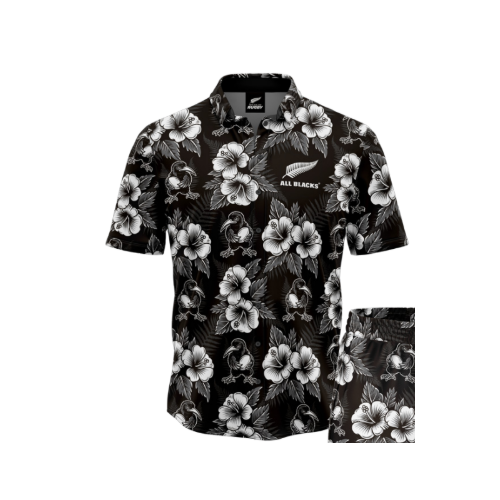 New Zealand All Blacks Rugby 2025 'Nelson' Hawaiian Party Shirt Sizes S-5XL!
