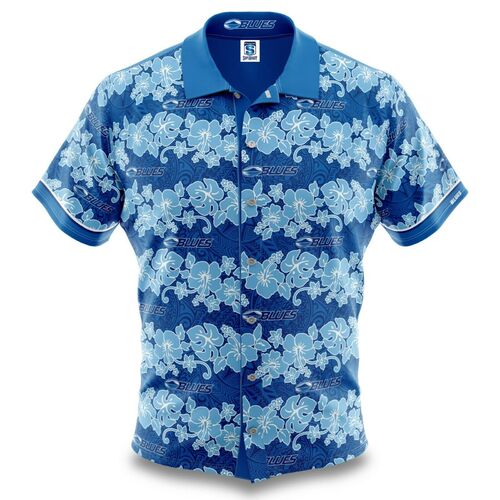 Auckland Blues Super Rugby Hawaiian Shirt Button Up Polo Shirt Sizes S-5XL!