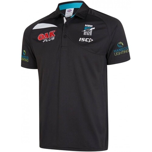 Port Adelaide Power AFL ISC Players Black Media Polo Shirt Size S-5XL! T9
