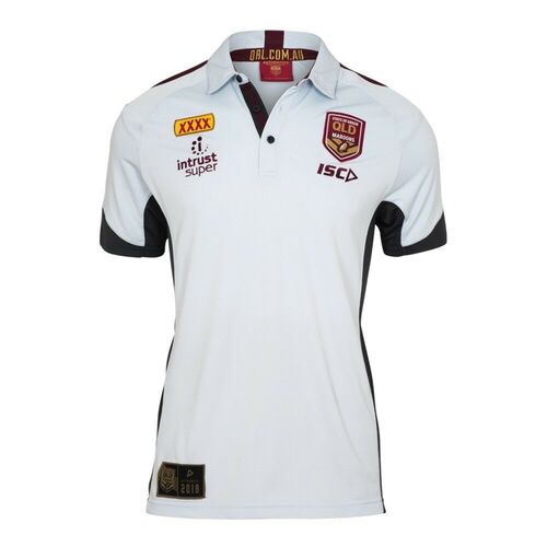 QLD Maroons Origin 2018 ISC Players Cool Grey Media Polo Shirt Sizes S-3XL!