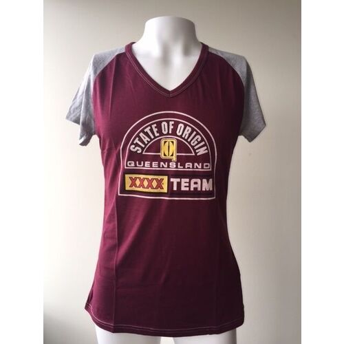 Queensland Maroons State Of Origin Ladies Heritage Logo T Shirt Sizes 8-16!