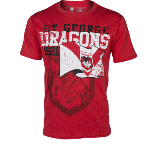 St George Dragons ARL/NRL Retro Heritage Flag Print T Shirt Size S-5XL!